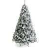 7.5 Foot Easy Set Up Snow Flocked Faux Pine Christmas Tree with Metal Stand