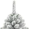 7.5 Foot Easy Set Up Snow Flocked Faux Pine Christmas Tree with Metal Stand