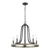 Rustic 5 Light Dimmable Farm Home Circle Metal Chandelier Oak Finish