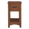 Mission Style 1-Drawer End Table Nightstand in Brown Wood Finish