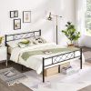 Queen Size Traditional Powder Coated Slatted Metal Platform Bed