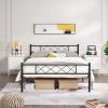 Queen Size Traditional Powder Coated Slatted Metal Platform Bed