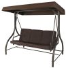 Brown 3-Person Outdoor Porch Patio Swing with Canopy