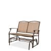 2 Seater Mesh Patio Loveseat Swing Glider Rocker with Armrests in Brown