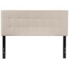 Full size Beige Taupe Fabric Box-Stitch Upholstered Headboard