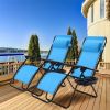 Set of 2 Blue Folding Outdoor Zero Gravity Lounge Chair Recliner