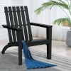 Indoor/Outdoor Acacia Wood Adirondack Lounge Armchair - Black