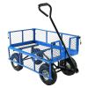 Heavy Duty Blue Wheelbarrow Steel Log Garden Cart