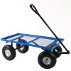 Heavy Duty Blue Wheelbarrow Steel Log Garden Cart