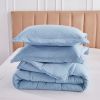 King Size Blue 3 Piece Microfiber Reversible Comforter Set