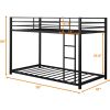 Twin over Twin Low Profile Modern Bunk Bed Frame in Black Metal Finish