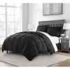 Queen Size Reversible Microfiber Down Alternative Comforter Set in Black