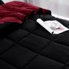 Twin/Twin XL Traditional Microfiber Reversible 3 Piece Comforter Set in Black/Maroon