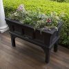 Black Rectangular Raised Garden Bed Planter Box with Removeable Trays