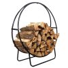 Modern Black Metal Indoor Outdoor Firewood Holder Log Rack