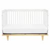 Modern Classic Solid Wooden Crib in White with Natural Wood Legs