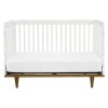 3-in-1 Modern Solid Wood Crib in White with Mid Century Style Legs in Walnut