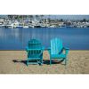 All Weather Recycled Blue Poly Plastic Outdoor Patio Adirondack Chairs - Set of 2