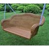 Brown Resin Wicker Porch Swing with 4-ft Hanging Chain