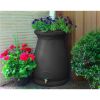 Black 65-Gallon Plastic Urn Rain Barrel with Planter Top