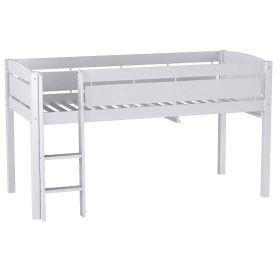 Twin size Kids Teens Bunk Loft Bed in White Wood Finish