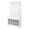 White Entryway Hall Tree Shoe Cubbie Coat Rack