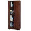 Wardrobe Cabinet with Shelves in Dark Cherry Wood Finish Bedroom Kitchen or Bathroom