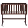 Solid Wood Rocking Baby Glider Cradle with Crib Mattress in Cherry Finish