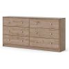 Farmhouse Contemporary 6 Drawer Double Dresser in Oak