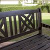 Outdoor 4-Ft Dark Brown Wood Patio Garden Bench Glider Loveseat with Armrests