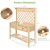 Farmhouse Outdoor Garden Wooden Potting Bench with Storage Drawer and Trellis