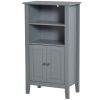 Gray 2 Tier Shelf Hidden Storage Bathroom Floor Cabinet