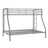 Twin over Full size Sturdy Metal Bunk Bed in Silver Finish