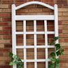 6 Ft White Vinyl Garden Trellis with Arch Top with Ground Mount Anchors