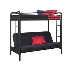 Twin over Full Futon Bunk Bed Sleeper Sofa in Black Metal