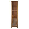 Oak Finish Bathroom Linen Tower Storage Cabinet with Shelves