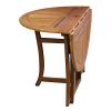 Outdoor Folding Wood Patio Dining Table 43-inch Round with Umbrella Hole