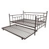 Full size Bronze Metal Daybed with Twin Roll-out Trundle Bed