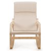 Farmhouse Beige/Natural Linen Upholstered Rocking Chair