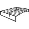 Queen Size 14 Inch High Heavy Duty Black Metal Platform Bed Frame