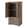 FarmHome Rustic 2 Drawer Bedroom Storage Armoire Grey Oak