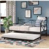 Full size Black Metal Daybed Frame with Twin Roll-out Trundle