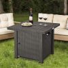 Outdoor Square Propane Gas Fire Pit Table with Adjustable Flame