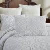 Full Size 100-Percent Cotton Chenille 3-Piece Coverlet Bedspread Set in White