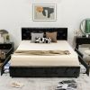 Full Size Black PU Leather Button Tufted Platform Bed with 4 Storage Drawers