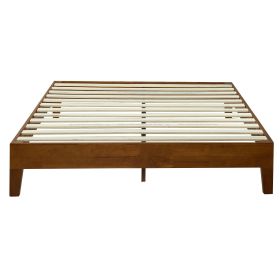 Full size Low Profile Platform Bed Frame in Cherry Wood Finish