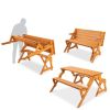 Outdoor Interchangeable 2 in 1 Multi-Use Wooden Picnic Table Garden Bench Umbrella Hole