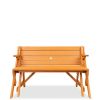 Outdoor Interchangeable 2 in 1 Multi-Use Wooden Picnic Table Garden Bench Umbrella Hole