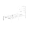 Twin Size Modern White Metal Platform Bed with Geometric Headboard