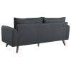 Modern Grey Fabric Upholstered Sofa with Mid-Century Style Wood Legs